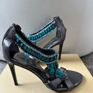 Carlos by Carlos Santana Silver and Teal Heels